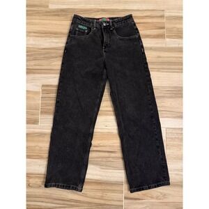 Empyre Loose Fit Skate Jeans Washed Black White Stitch Wide Leg Size 26 / 2